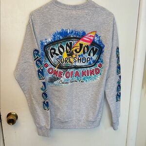 Ron Jon Men's Gray Logo Crewneck Sweatshirt Small